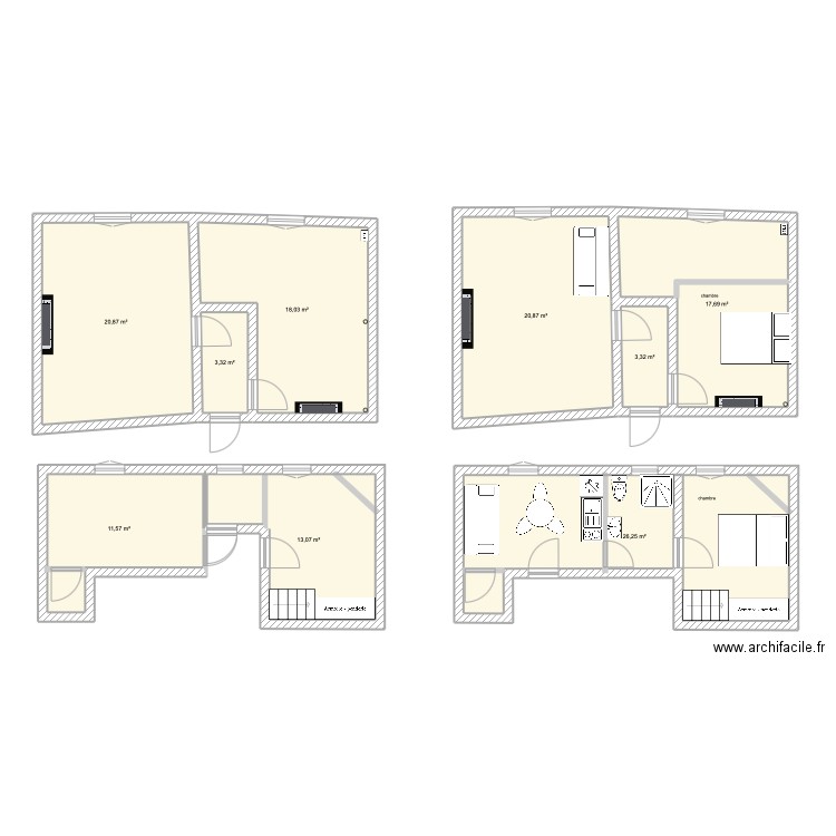 NICOLE BOYER - APPARTEMENT 1&2. Plan de 9 pièces et 135 m2