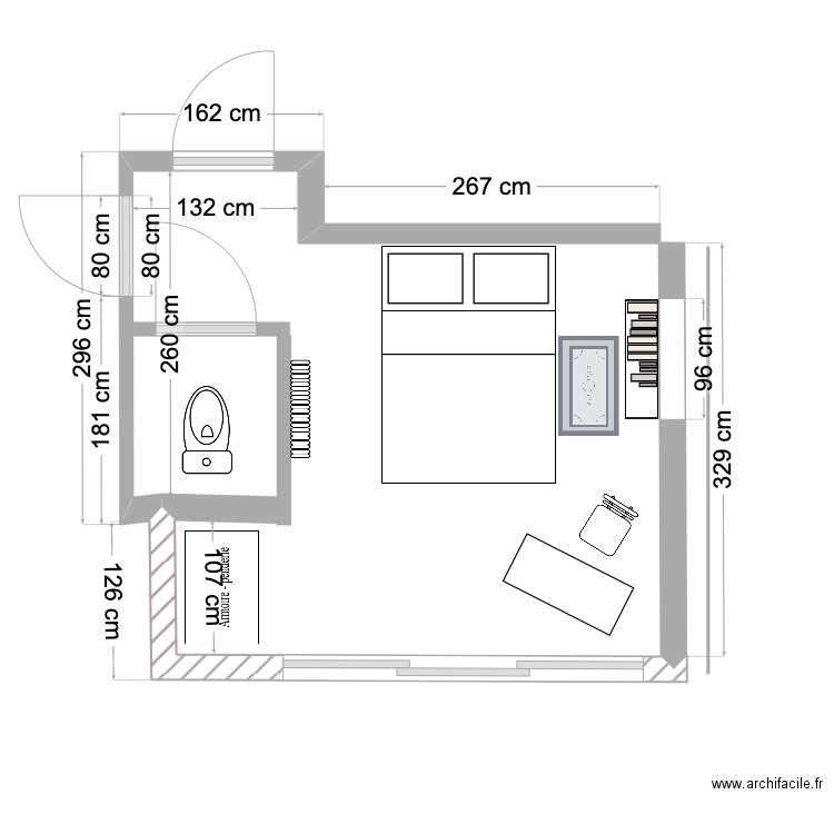 B) plan extension pr chambre devt. Plan de 0 pièce et 0 m2