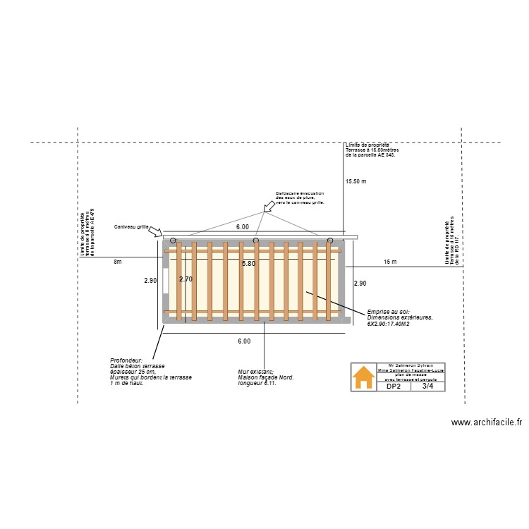 pergola . Plan de 1 pièce et 15 m2