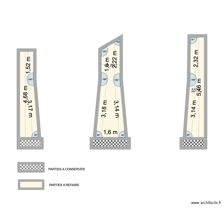 CHEMINEE. Plan de 8 pièces et 17 m2