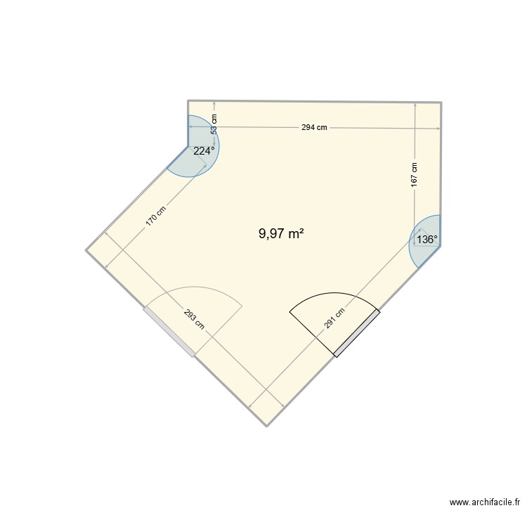 cuisine V&J-Plan. Plan de 1 pièce et 10 m2