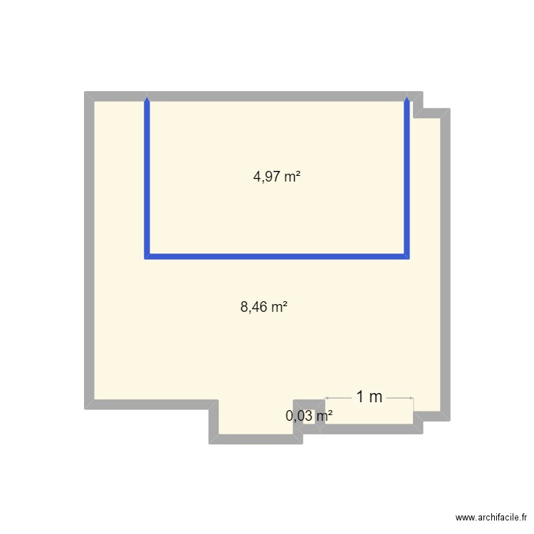 terasse Feucherolles. Plan de 3 pièces et 13 m2