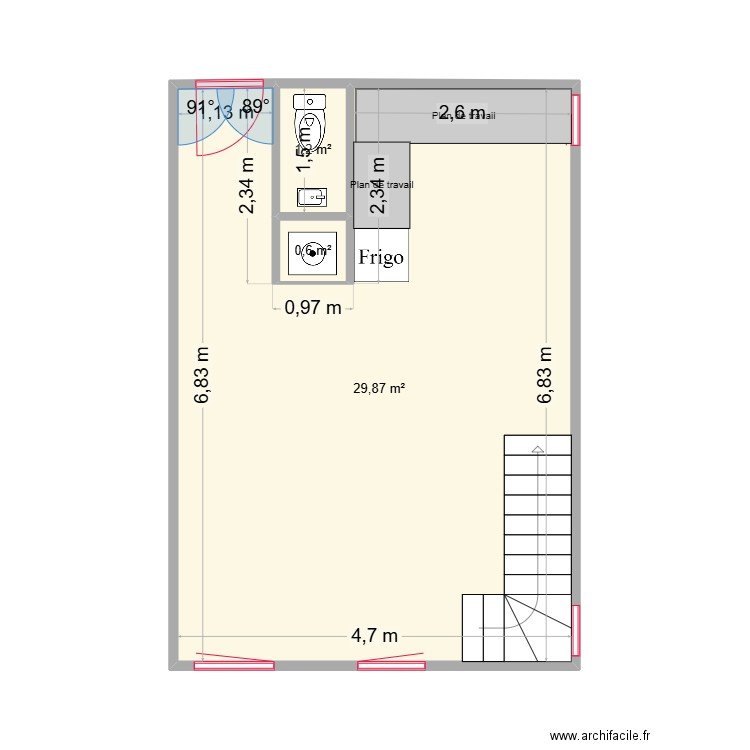 EMMA BAS. Plan de 3 pièces et 32 m2