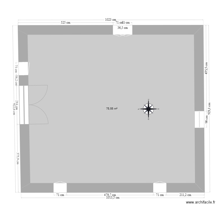 LOCAL SCIA. Plan de 1 pièce et 76 m2