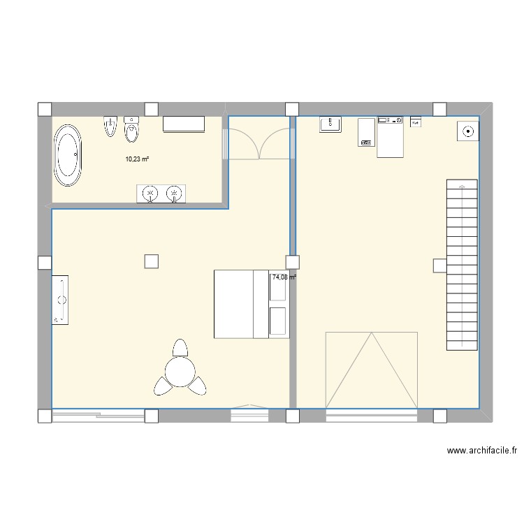 villa giovina plan. Plan de 2 pièces et 84 m2