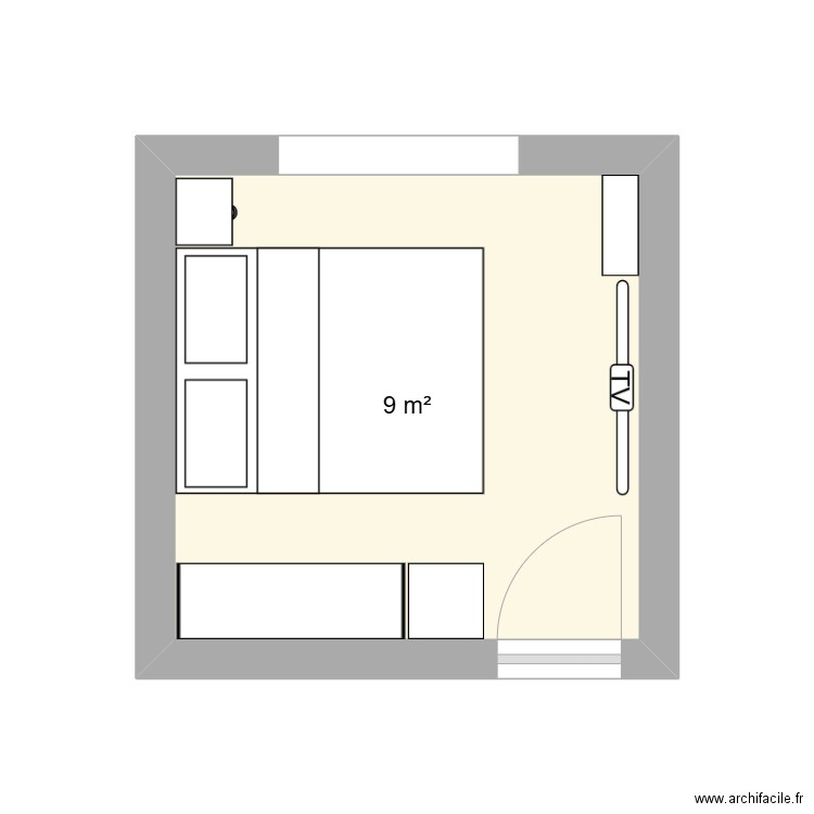 Chambre Mathéo. Plan de 1 pièce et 9 m2