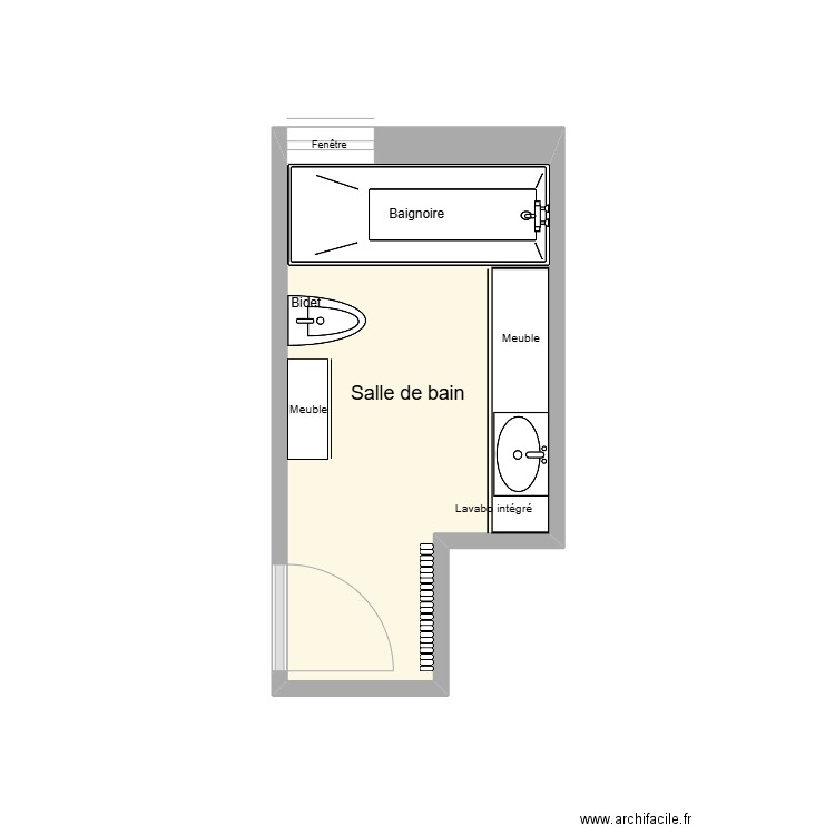 BONNET SDB Existant. Plan de 1 pièce et 6 m2