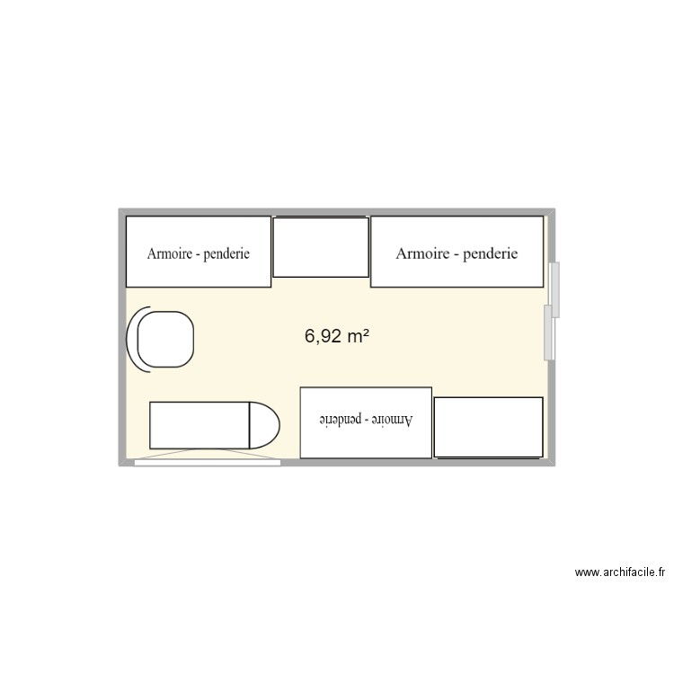 dressing. Plan de 1 pièce et 7 m2