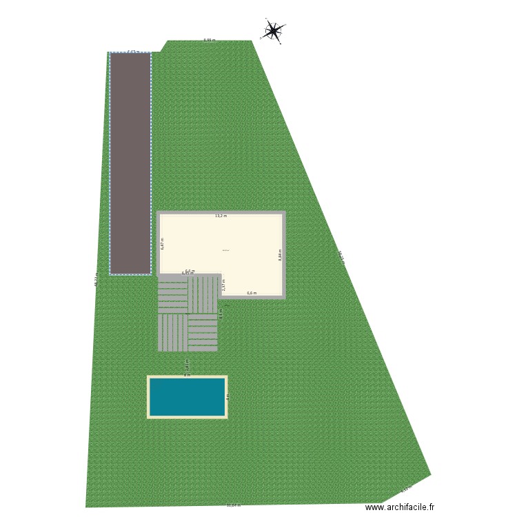 Piscine. Plan de 1 pièce et 101 m2