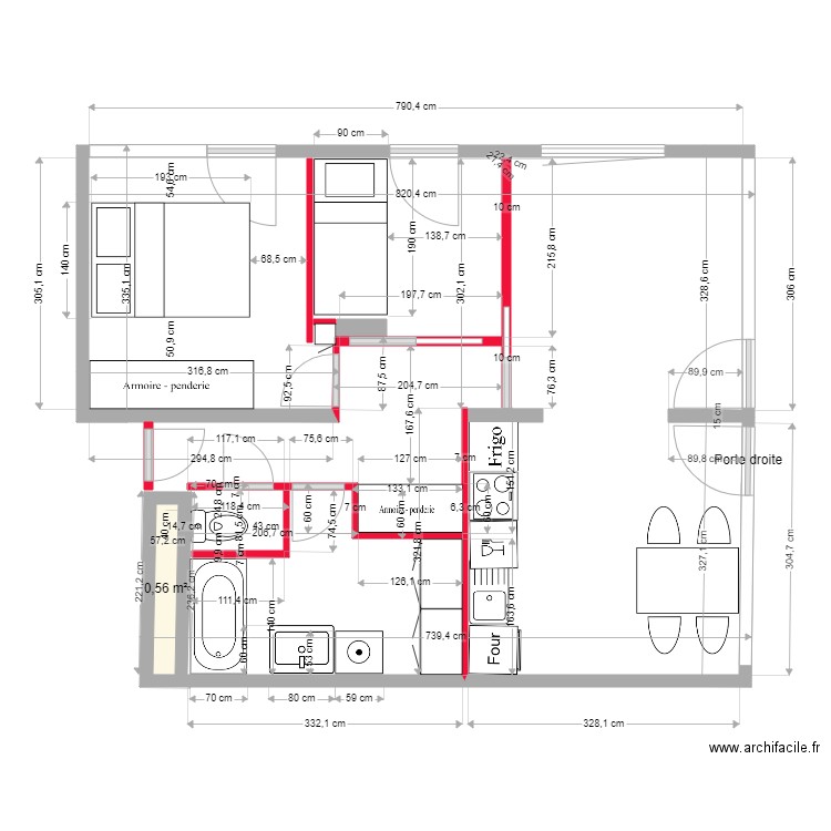 A.L. Plan 2. Plan de 1 pièce et 1 m2