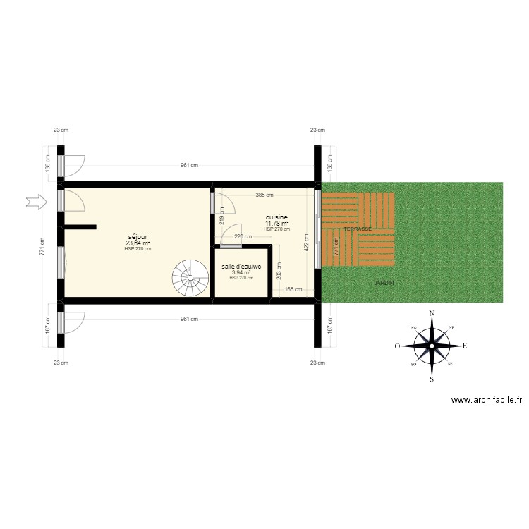 ROUB. Plan de 3 pièces et 39 m2