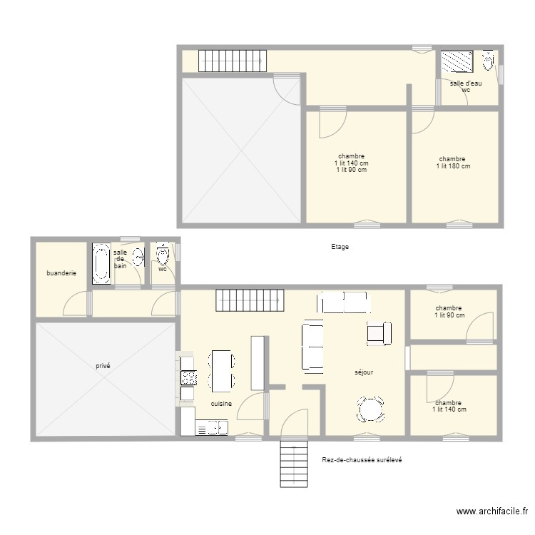 87G5097. Plan de 13 pièces et 106 m2