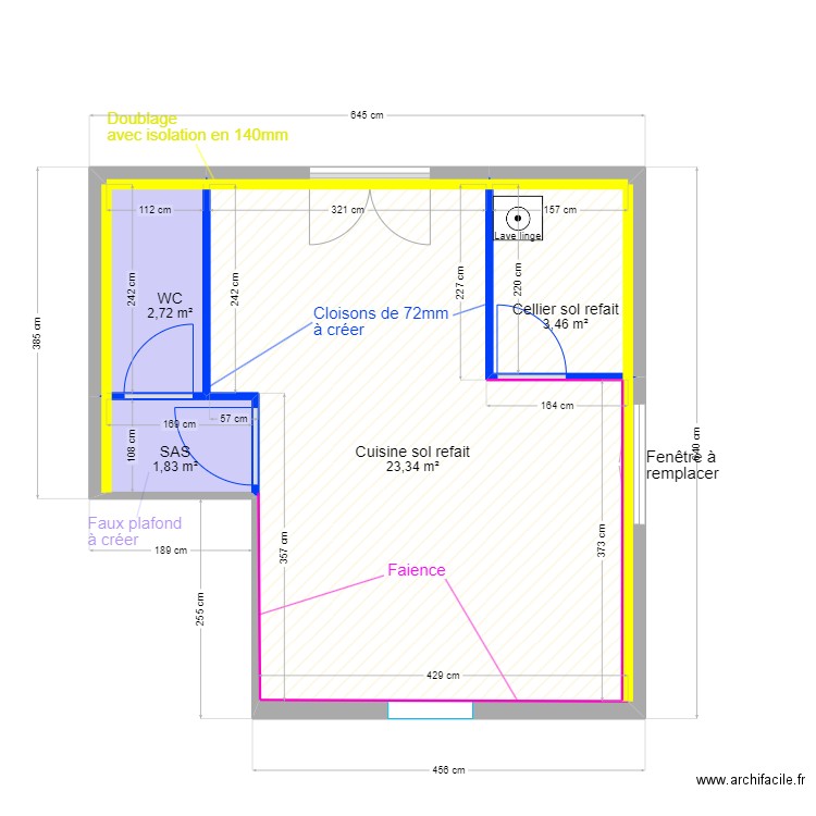 Projet Cavaye. Plan de 4 pièces et 31 m2