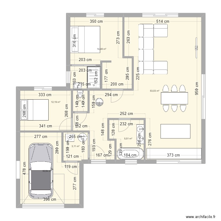 Maison V2. Plan de 7 pièces et 106 m2