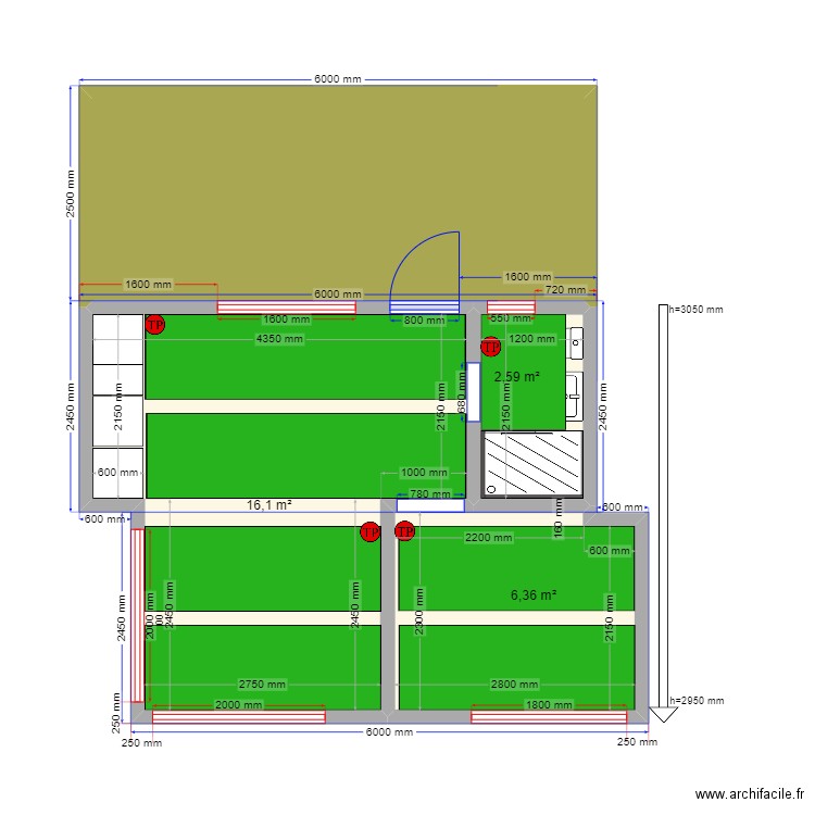 Яншино ТП. Plan de 4 pièces et 38 m2