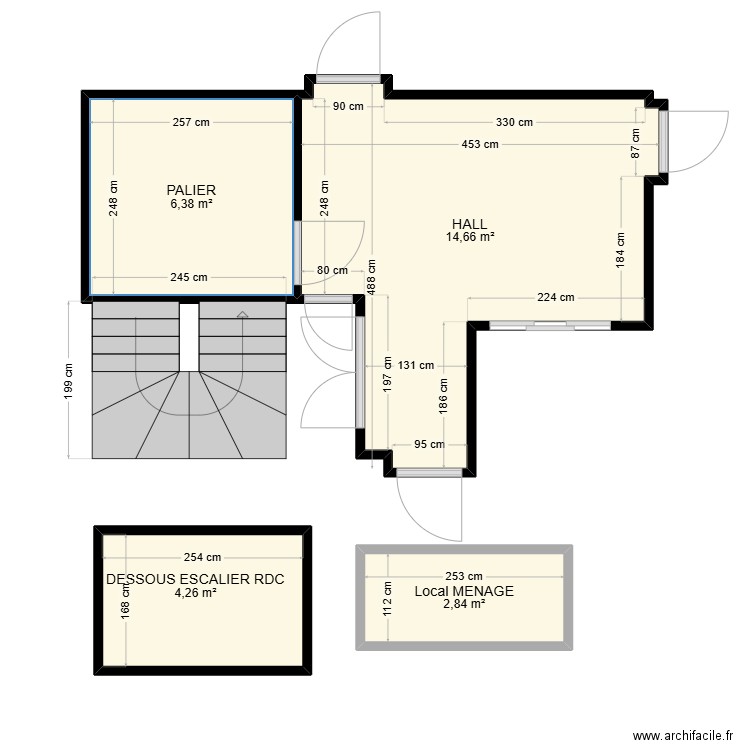 res du parc. Plan de 4 pièces et 28 m2