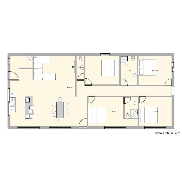 ultimo plano. Plan de 6 pièces et 146 m2