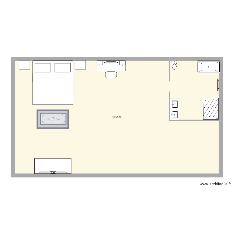 chambre. Plan de 1 pièce et 138 m2