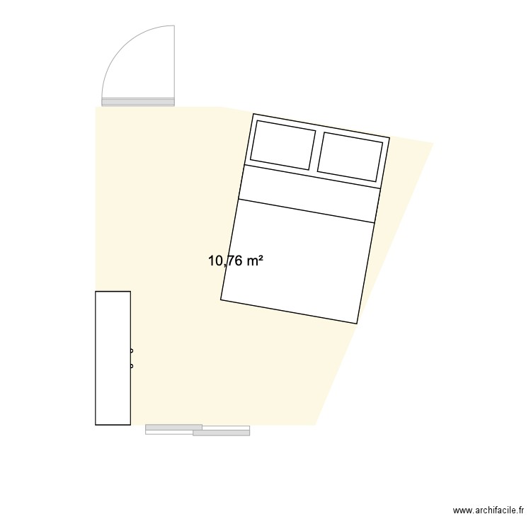 chambre. Plan de 1 pièce et 11 m2