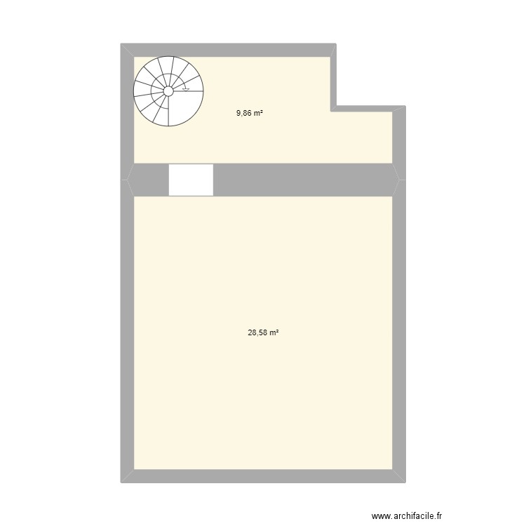 rotisse existant . Plan de 2 pièces et 38 m2