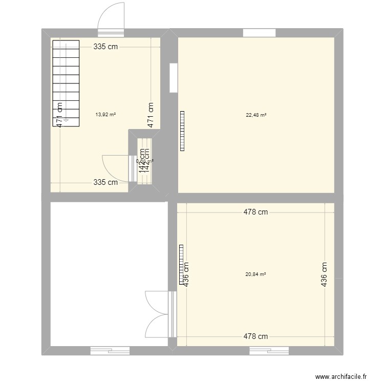 rdc maison cam. Plan de 4 pièces et 60 m2