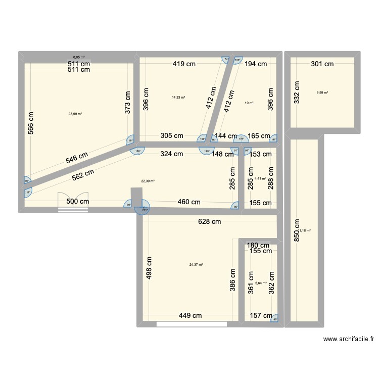 Cabinet. Plan de 10 pièces et 126 m2