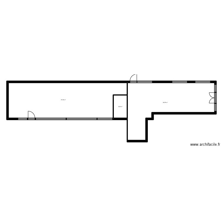 77LR16CDG existant. Plan de 3 pièces et 127 m2