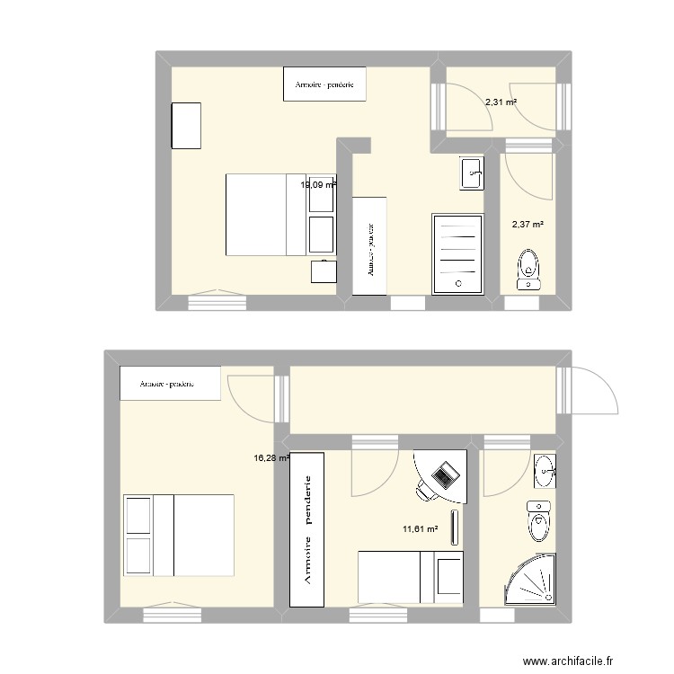 ext. Plan de 5 pièces et 52 m2