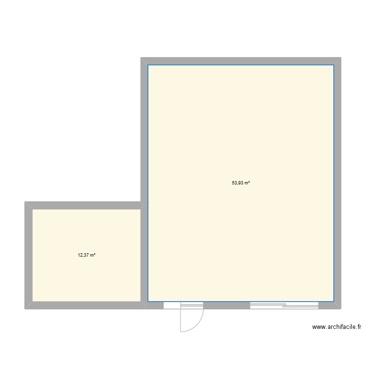 Croquis_1. Plan de 2 pièces et 66 m2