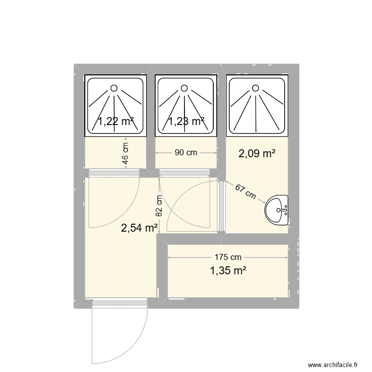 SDB ARIA GAUCHE 1.3. Plan de 5 pièces et 8 m2