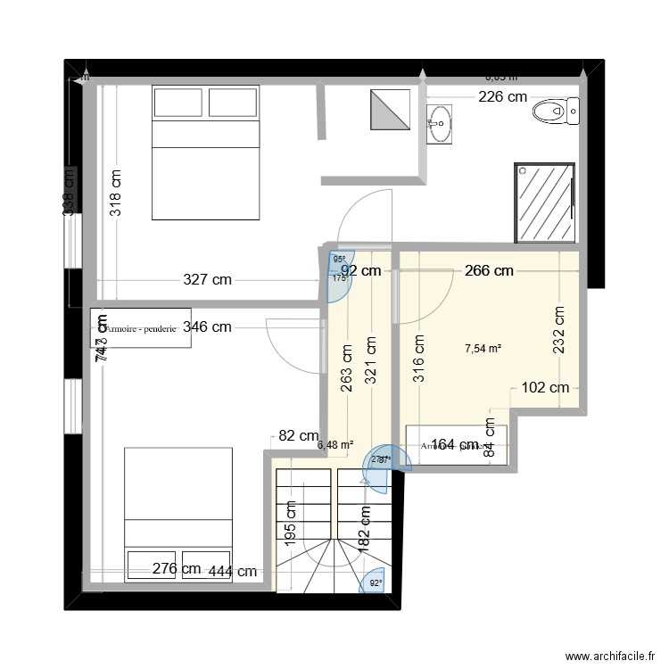 appart st lary v2. Plan de 4 pièces et 14 m2