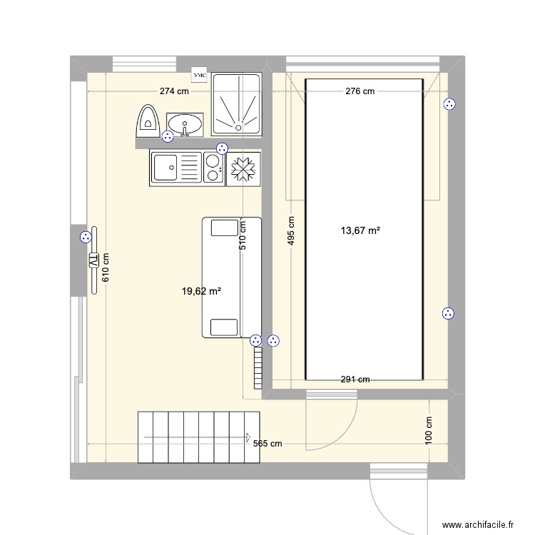 Garage. Plan de 2 pièces et 33 m2