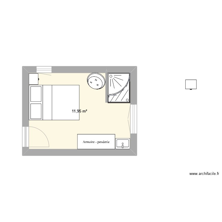 CH1'cuisine. Plan de 1 pièce et 12 m2