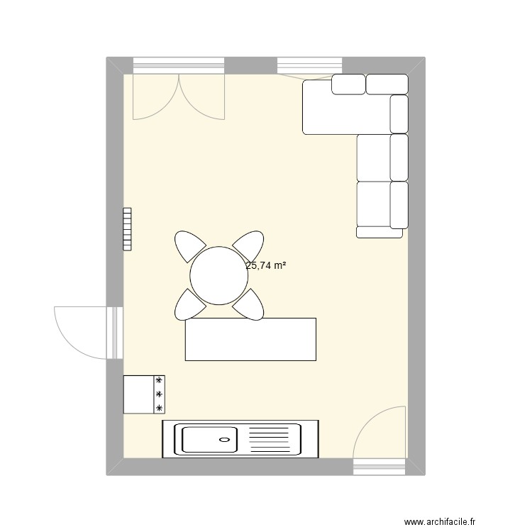 Villiers salon. Plan de 1 pièce et 26 m2