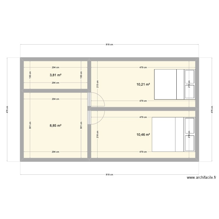 essai Néré. Plan de 4 pièces et 33 m2