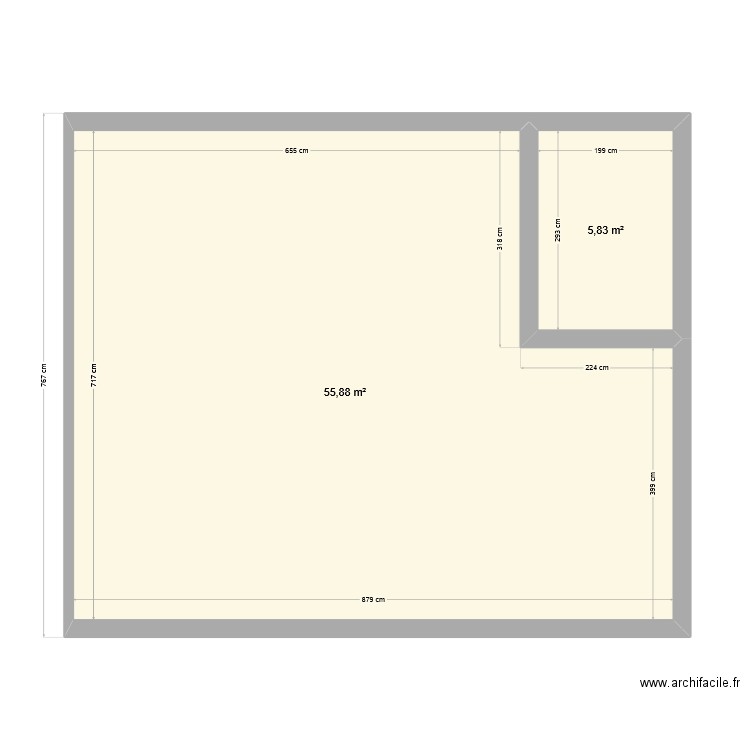 projet. Plan de 2 pièces et 62 m2