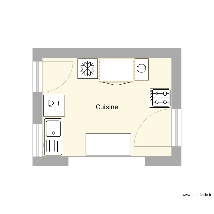 Cuisine 2. Plan de 1 pièce et 9 m2