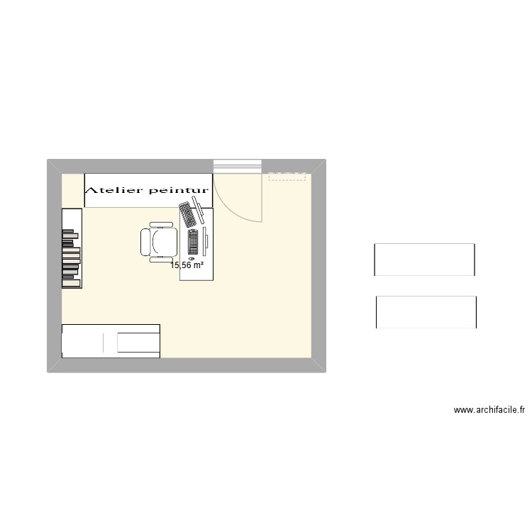 bureau. Plan de 1 pièce et 16 m2