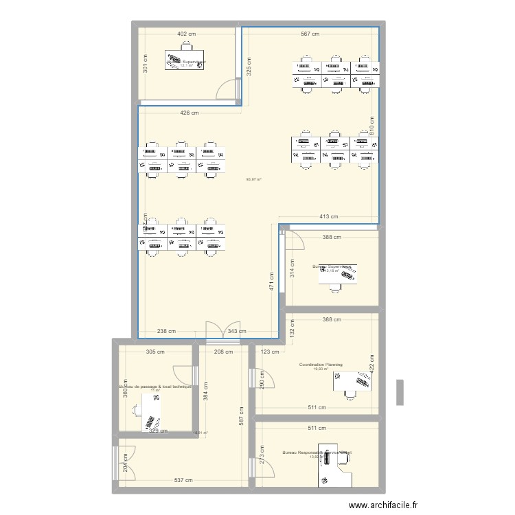 CRC 3. Plan de 7 pièces et 182 m2