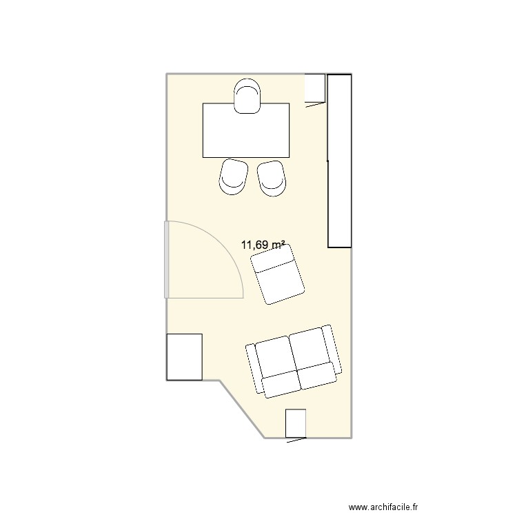 Cabinet. Plan de 1 pièce et 12 m2