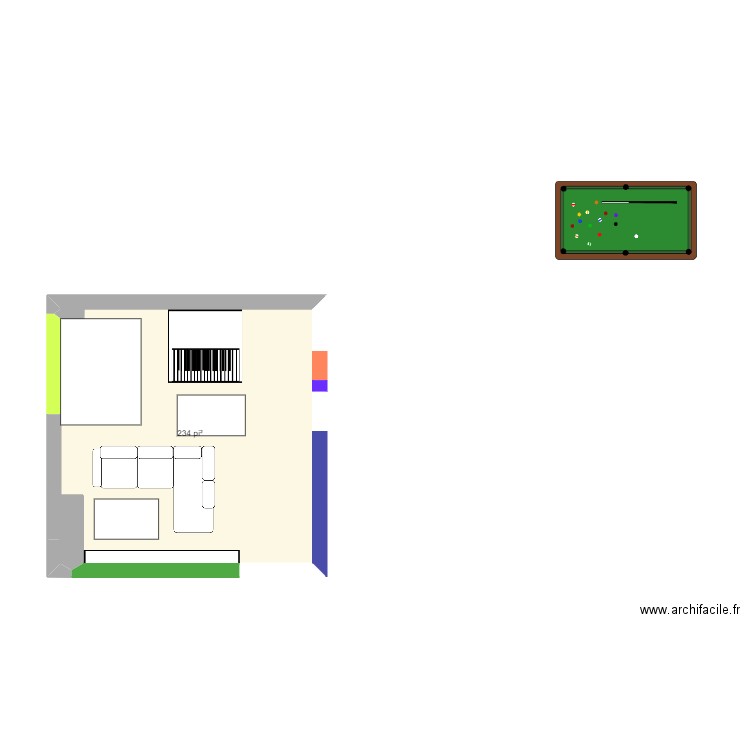 appart. Plan de 1 pièce et 22 m2