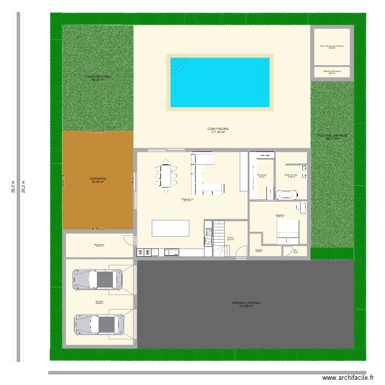 Construction 2/3. Plan de 21 pièces et 289 m2