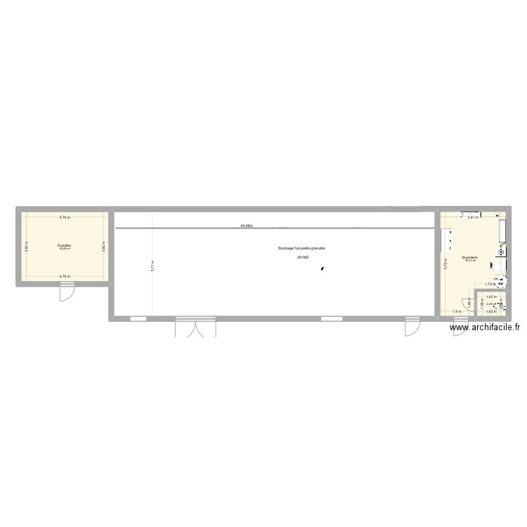 Bat vdh. Plan de 3 pièces et 39 m2