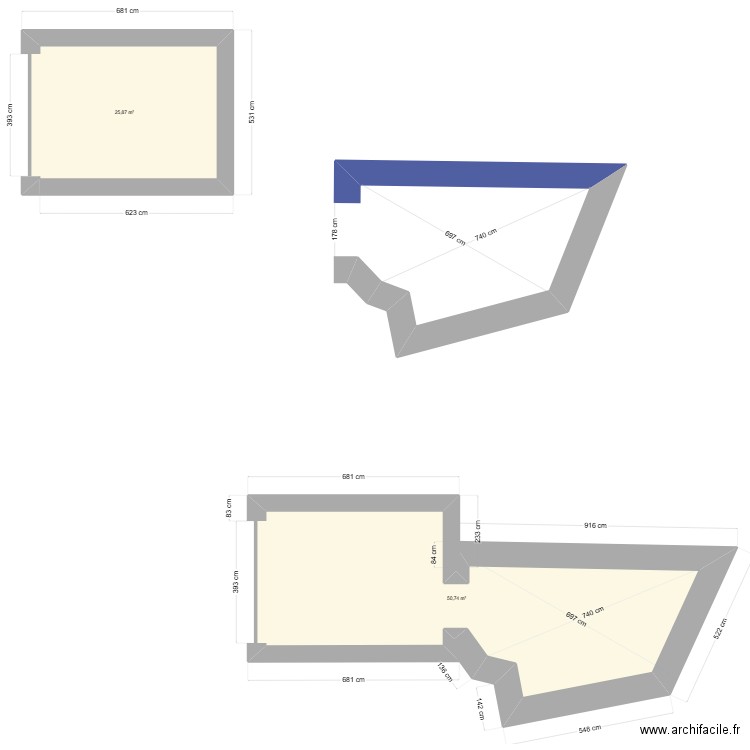 Arca Ludis. Plan de 2 pièces et 77 m2