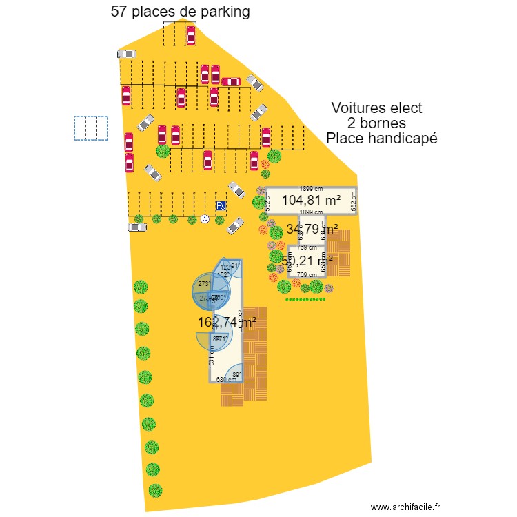 Cadastre St Eloy - Salle réception AVEC extension. Plan de 4 pièces et 353 m2