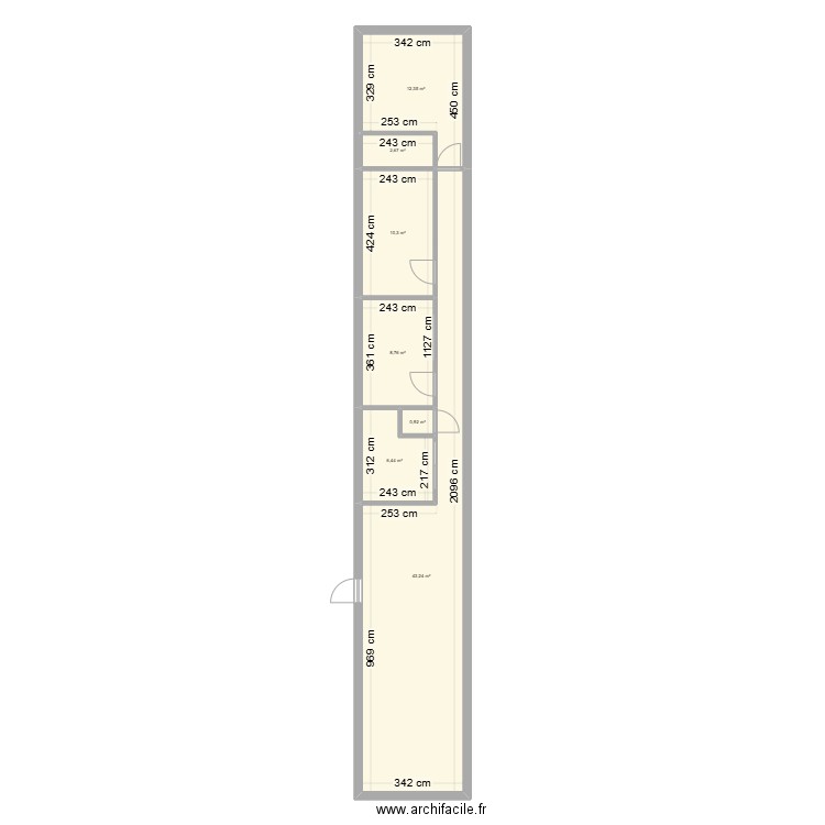 DESVIGNES. Plan de 7 pièces et 85 m2