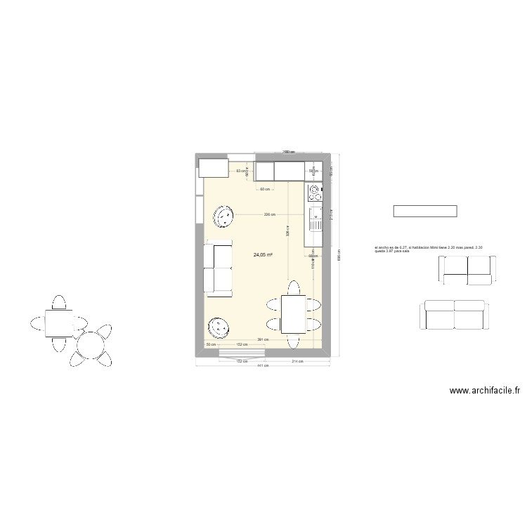 maubeuge grand 4. Plan de 1 pièce et 24 m2