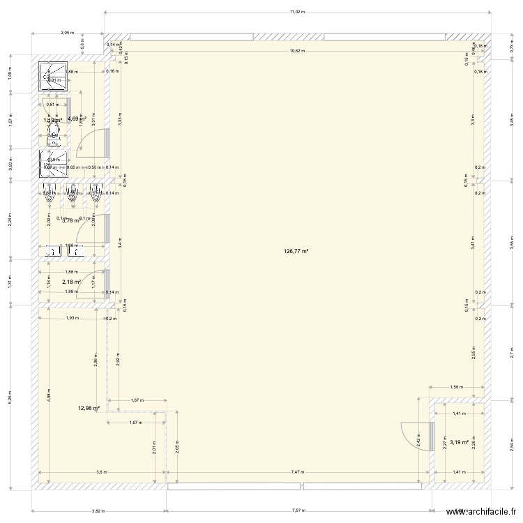 DOJO ANQUETIL - EXISTANT. Plan de 7 pièces et 155 m2