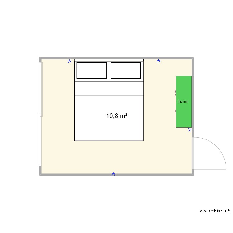 Chambre 1. Plan de 1 pièce et 11 m2