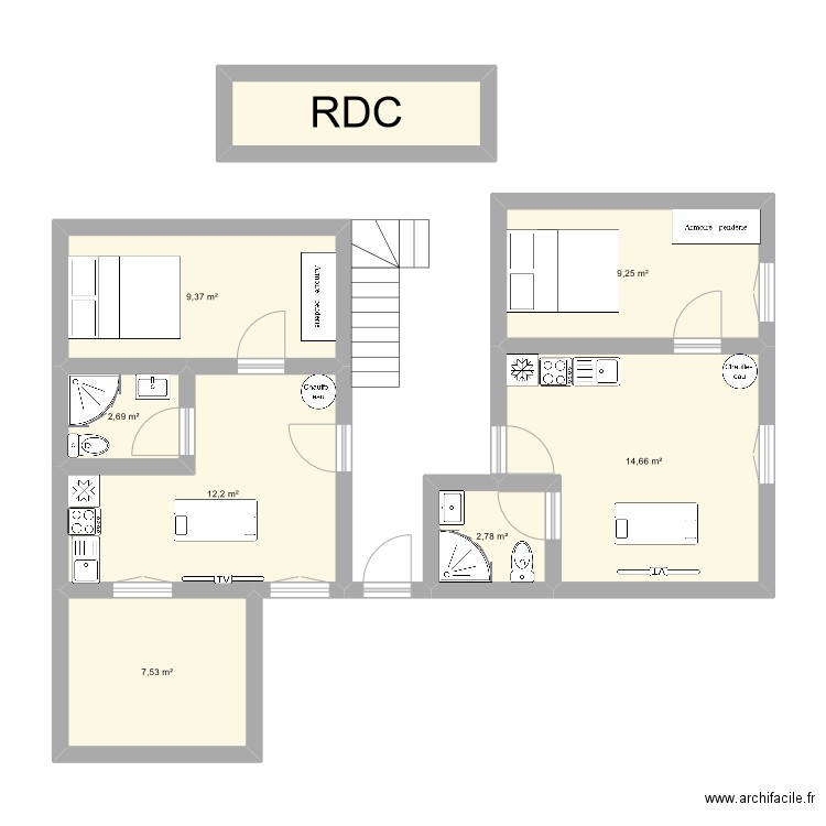 plan . Plan de 8 pièces et 63 m2